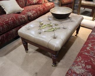 Leather tufted ottoman 