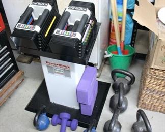 Power block weights on stand
