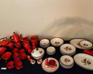 Metlox Poppy Trail Red Rooster dish set