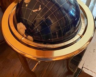 Brass and Mother of Pearl/Lapis Standing Globe