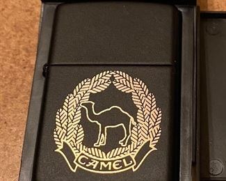 Black Matte Camel Zippo with Tobacco Leaves (Unfired)