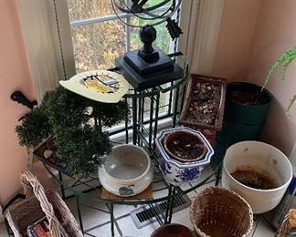 Wire Plant Stand with Several Planters