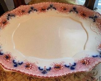 Antique S.W. Dean Olympia Flow Blue Serving Platter