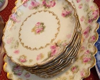 Antique GDA Limoges Serving Platter and Plates