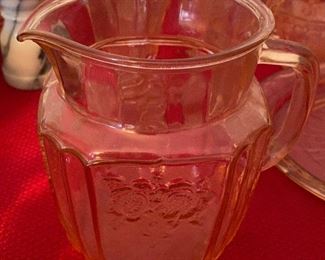 Pink Depression Glass Juice Pitcher