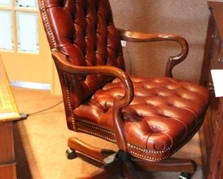 Tufted leather desk chair