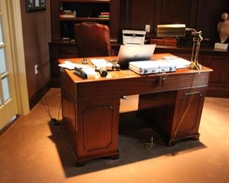 Leather top kneehole desk