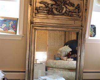 Large silver trumeau mirror