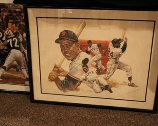 Willie Mays signed print