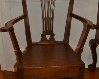 1780 Oak Arm Chair with Wood Seat, English