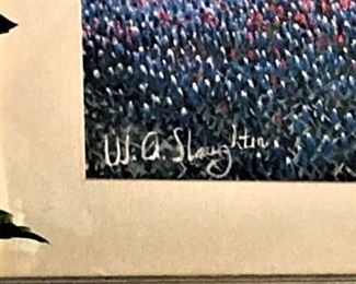 Framed bluebonnet print by Texas artist William  A. Slaughter, who  was born in San Antonio, Texas in 1923, and died in Dallas, Texas, December 2003.
