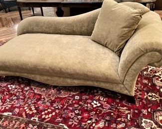 Upholstered chaise lounge and matching pillow