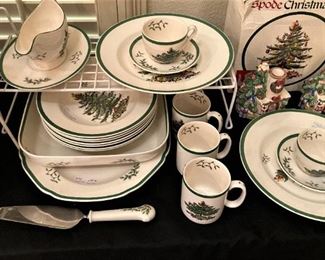 Some of the many pieces of Spode "Christmas Tree"