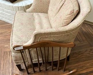 Small parlor chair; vintage magazine rack