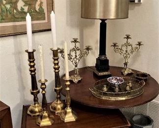Tables; brass accessories