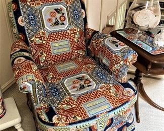 Upholstered arm chair matches a sofa