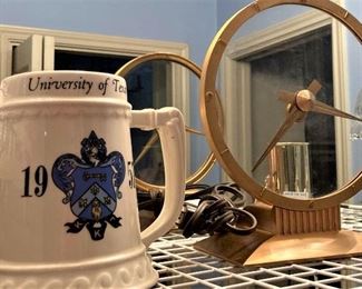 University of Texas mug; see-through clock