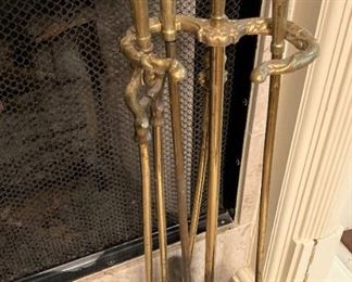 Brass fireplace tools
