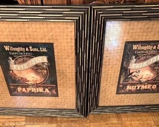 Two of four  framed and matted "spice" art