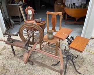 spinning  wheel & bookstand