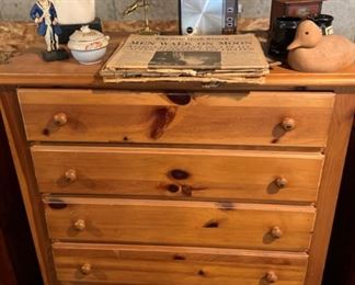  6 drawer chest, old newspapers ( men walk on moon)
