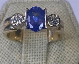 K041 Blue Gemstone Diamond Ring