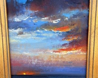S015 Signed Christiane David Oil on Canvas Sunset