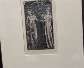S049 Signed Etching Dream Of Ladies