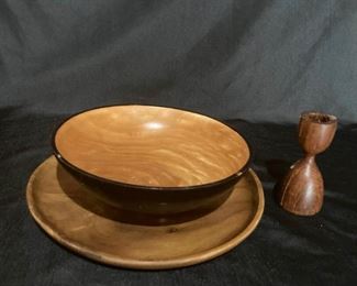 S5060 Mango Wood Platter Bowl And Candlestick