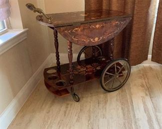  Italian Marquetry Inlay Rolling Bar/Tea Cart