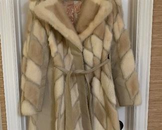 Vintage fur & leather tie coat