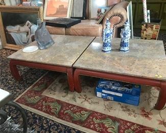 2 Marble top tables