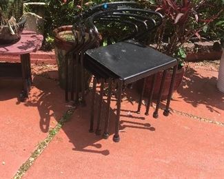 Set of 4 metal inside/outside chairs.