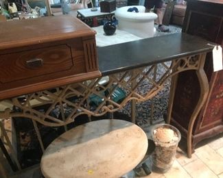 Metal and marble top entry/foyer table