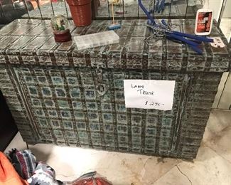 Metal on wood large chest