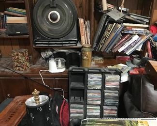 Lots of CDs and books 