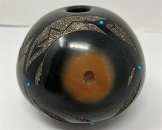 Elizabeth Lovato Black Pottery Seed Jar