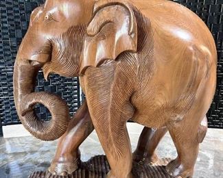 Hand Carved Teakwood Elephant Figurine