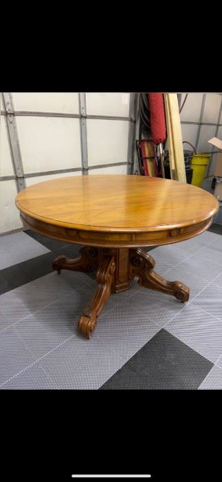 French Napoleon III Walnut Pedestal Table with Carved Feet from 1850s