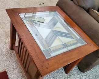 Stained Glass Top End Table (3pc Set 2 End Tables & a Coffee Table)