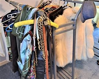 DESIGNER SMALL AND MEDIUM LADIES CLOTHING AND A REAL WHITE FUR JACKET