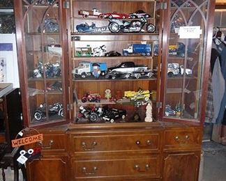 Die Cast Cars, Trucks & Motorcycles & China Cabinet