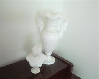 Alabaster two piece urn