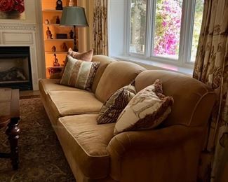 Mohair 3-person sofa & custom pillows.