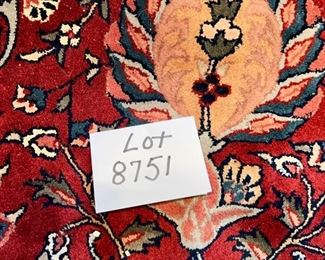 Lot 8751 $1995.00  Gorgeous Ralph Lauren Home Wool Pile Rug in Burgundy, Blue, Gold and Cream with Custom Pad. 11.66' x 8.5'.  This rug is brilliant and similar to their Richmond Style,  inspired by a 19th century Farahan Sarouk carpet. Renowned for their interesting counterpoint of tribal designs and refined geometric patterns woven in royal city workshops,