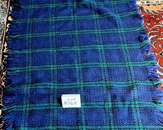 Lot 8764. $55.00 Royal Blue/Green Woven Knit Throw or Lap Blanket by Branigan Weavers in Drogheda, Ireland " The Colors of Ireland Captured and Crafted in Wool"	50" L x 36" W