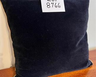 Lot  8766.  $30.00. Ralph Lauren Velvet Pillow with Gold Cording around Rim.  RLL Crest in Center of Pillow 	17" W x 17" T x 5 " D