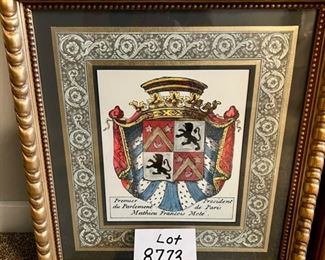 Set of 4  ($160.00 Set of 4) John Richard framed Heraldry of Royalty.