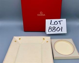 Lot 8801. $75.00  Brand New Omega Leather Valet Tray. Cushion Display Rare 	6.5" Square