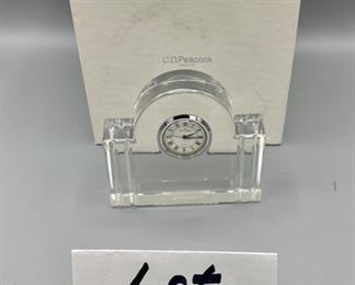 Lot 8810  $30.00  New in C.D. Peacock Val St. Laurent Belgium Crystal Westminster Mantle Clock  4.25" W x 4" T x 1" D